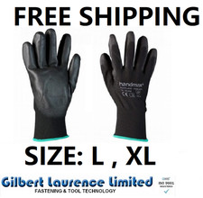 HANDMAX PORTLAND BLACK PU GRIP BUILDERS WORK GLOVES