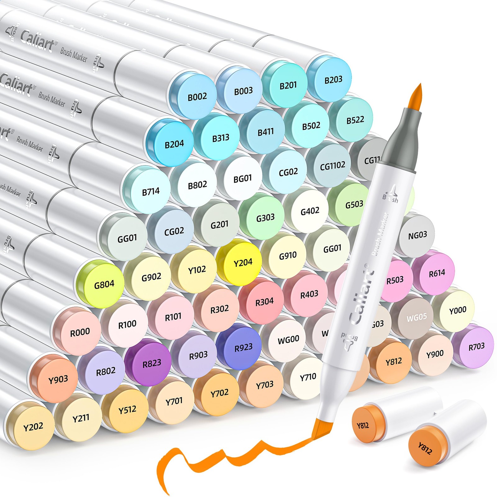 Brush Tip 61 Colors Pastel Art Marker Set Dual Tip
