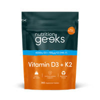 Nutrition Geeks Vitamin D3 4000iu + K2 - 1 Year Supply, 365 Easy-Swallow Tablets
