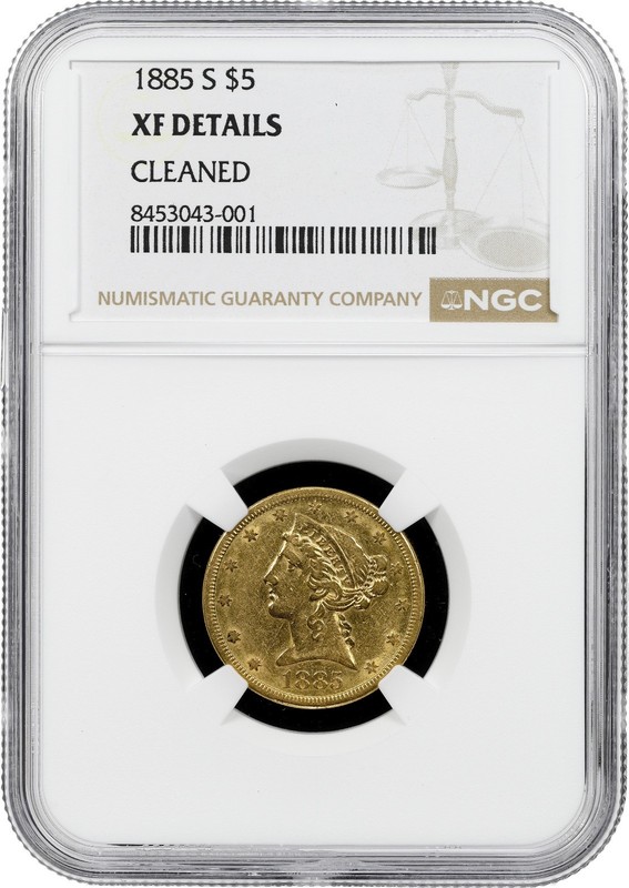 1885 S $5 Gold Liberty XF NGC 8453043-001