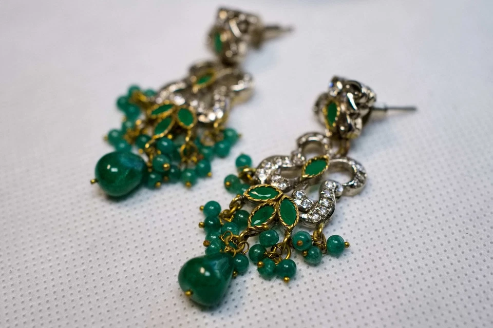 gioielli vittoriani orecchino vittoriano smeraldo1 - Immagine 4 di 4
