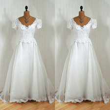 Vintage Wedding Dresses Short Sleeves A Line Medieval Victorian Bridal Gowns