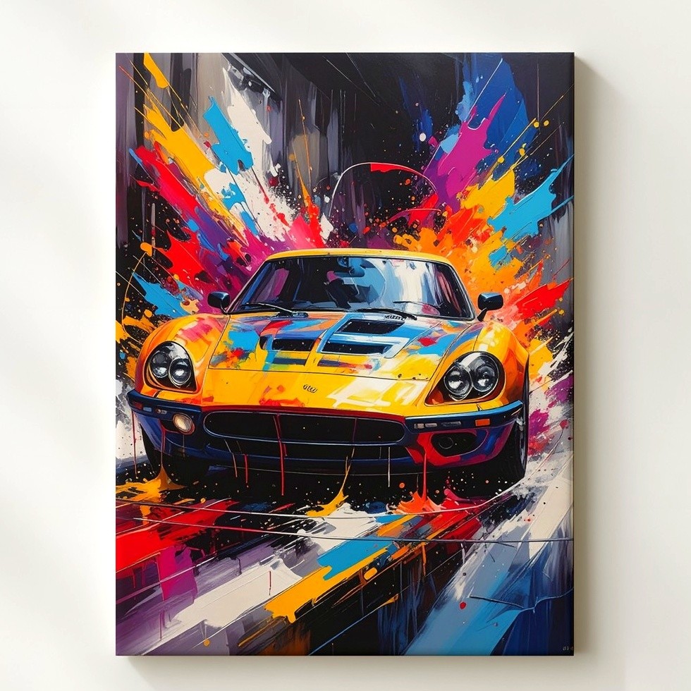 Porsche 911 Gt3 Rs Splash Canvas Abstract Street Art Automotive
