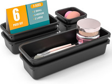 6 PCS Drawer Organizer Set 3 Size Makeup Drawer Divider Organizer with Non-Sli
