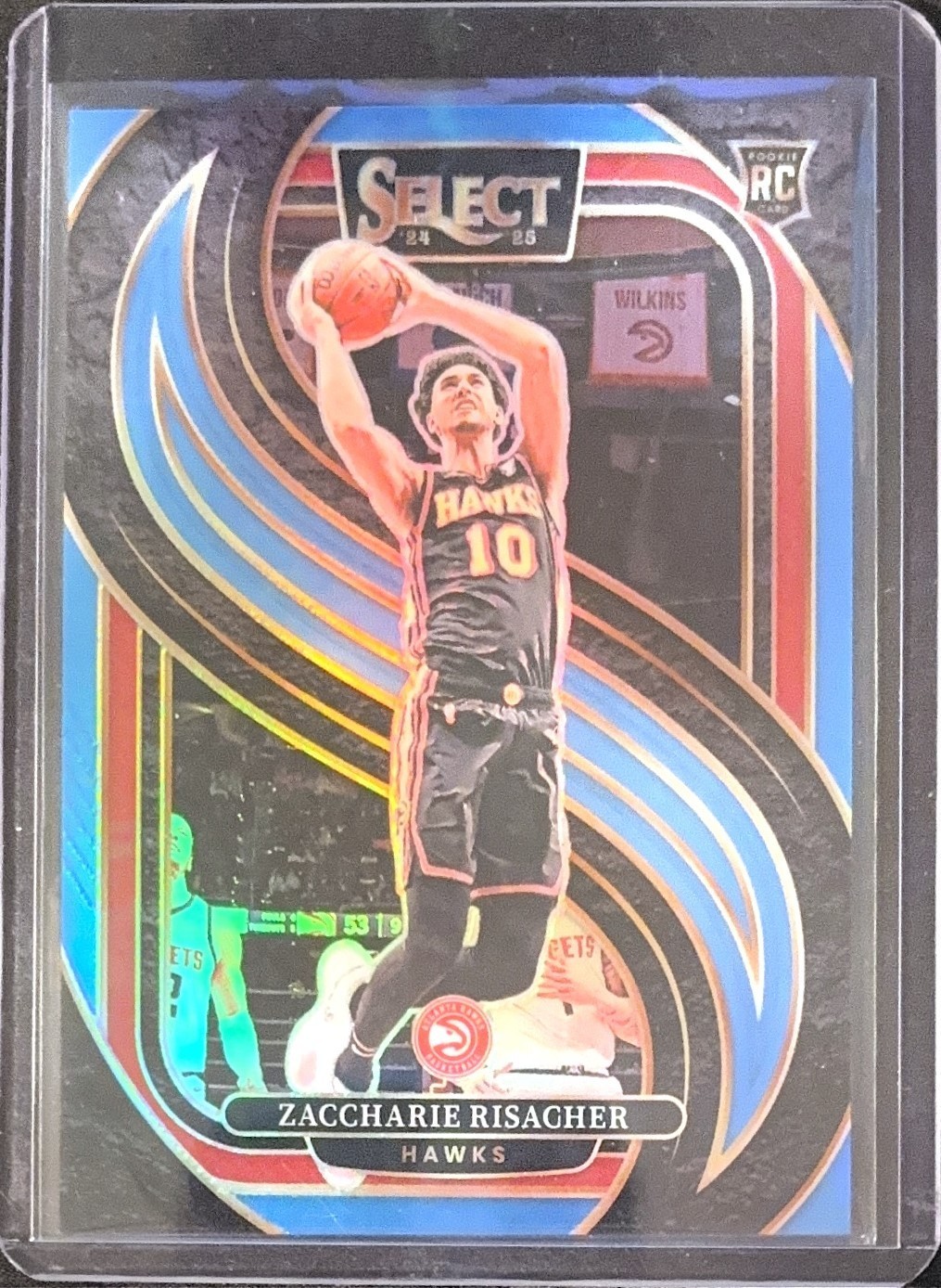 2024 Select Zaccharie Risacher #180 Premier Light Blue /299 Atlanta Hawks RC