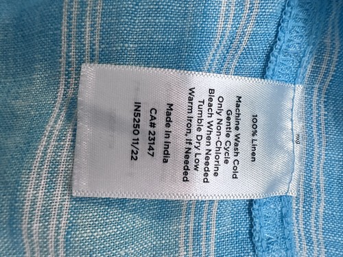 Talbots M Breeze + White 100% Linen Popover Shirtdress Starry Stripe - Picture 5 of 8