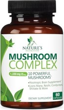Mushroom Complex Supplement Capsules - 10 Mushrooms Lions Mane, Reishi, Chaga