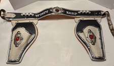 Vintage 1950 s Wyatt Earp Embossed Leather Cap Gun Holster Belt