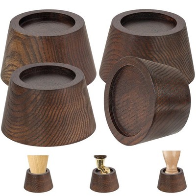 Bed Risers Set 4 Furniture Lifts Height 2 Inch Oak Solid Wood Non Slip Walnut