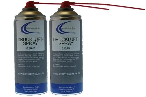 2x Druckluftspray 400ml mit Sprührohr -  Reinigungsspray Druck Luft Sprühdose