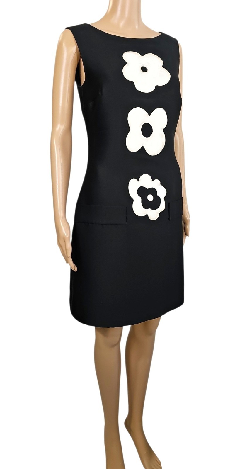 PRADA Black Floral Appliqué Sleeveless Mini Dress S/S 2013 Collection 40 / 4 US image 4