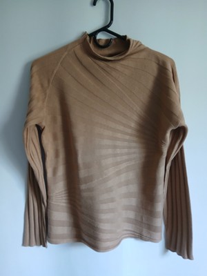 Women's Penta Camel Color Silk & Cadhmere Knit Lightweight Turtleneck SzL