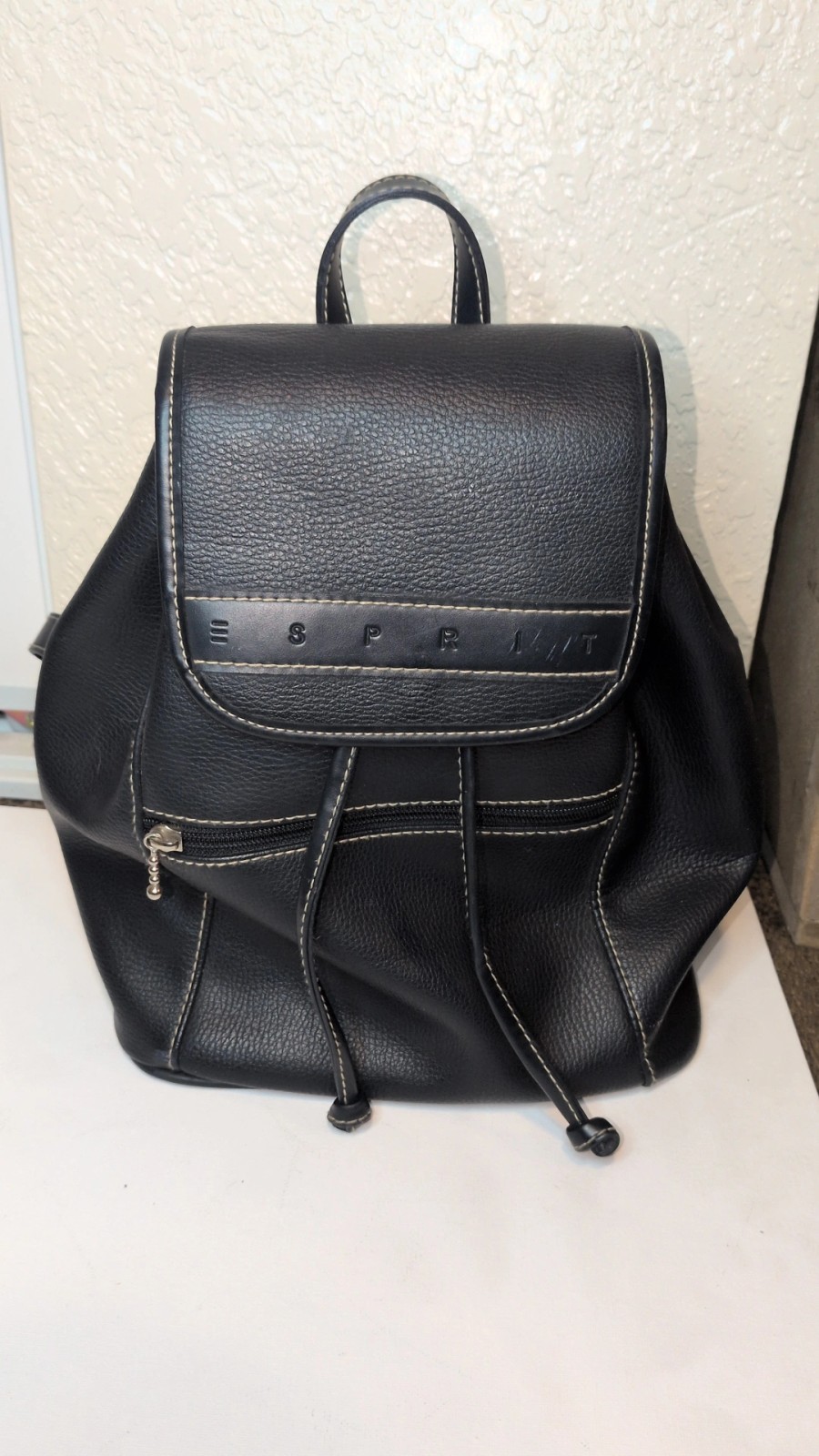 Esprit Black Backpack Drawstring Zipper Contrast … - image 1