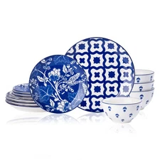 Wisenvoy Dinnerware Sets Plates and Bowls Sets Ceramic Plate Set Stoneware Di...