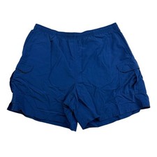 VTG LL Bean Blue Swim Trunks Supplex Nylon Mesh Lined Drawstring 0XR42 Sz L