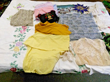 Vintage Mixed Linens Lot Tablecloth Doiles Crochet Lace Etc Lot H
