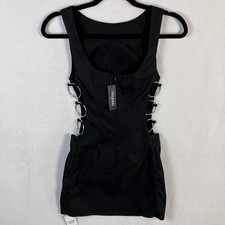 Boohoo Women's O Ring Side Cutout Sleeveless Shift Dress Size 4 Black NWT