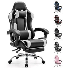 Computer Video Game Desk Chair - Ergonomic Comfy Lumbar Support with Footrest...