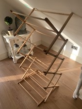 Vintage Wooden Concertina Folding Clothes Airer Dryer Rack