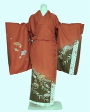 Pure Silk Two-Sleeve Kimono H0532-06 for Reasons Stock No Claims Brick Color