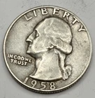 1958 D Washington Quarter 90% Silver Circulated US Coin Denver Mint