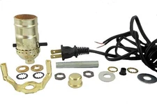 LOT OF 10...LAMP PART KITS: PUSH-THRU SOCKET, BLACK CORD   TD-396BLKPUSH