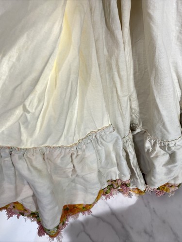 Vintage Crib Skirt MCM Floral Green Pink Yellow Barkcloth Fringe Baby - Picture 8 of 10