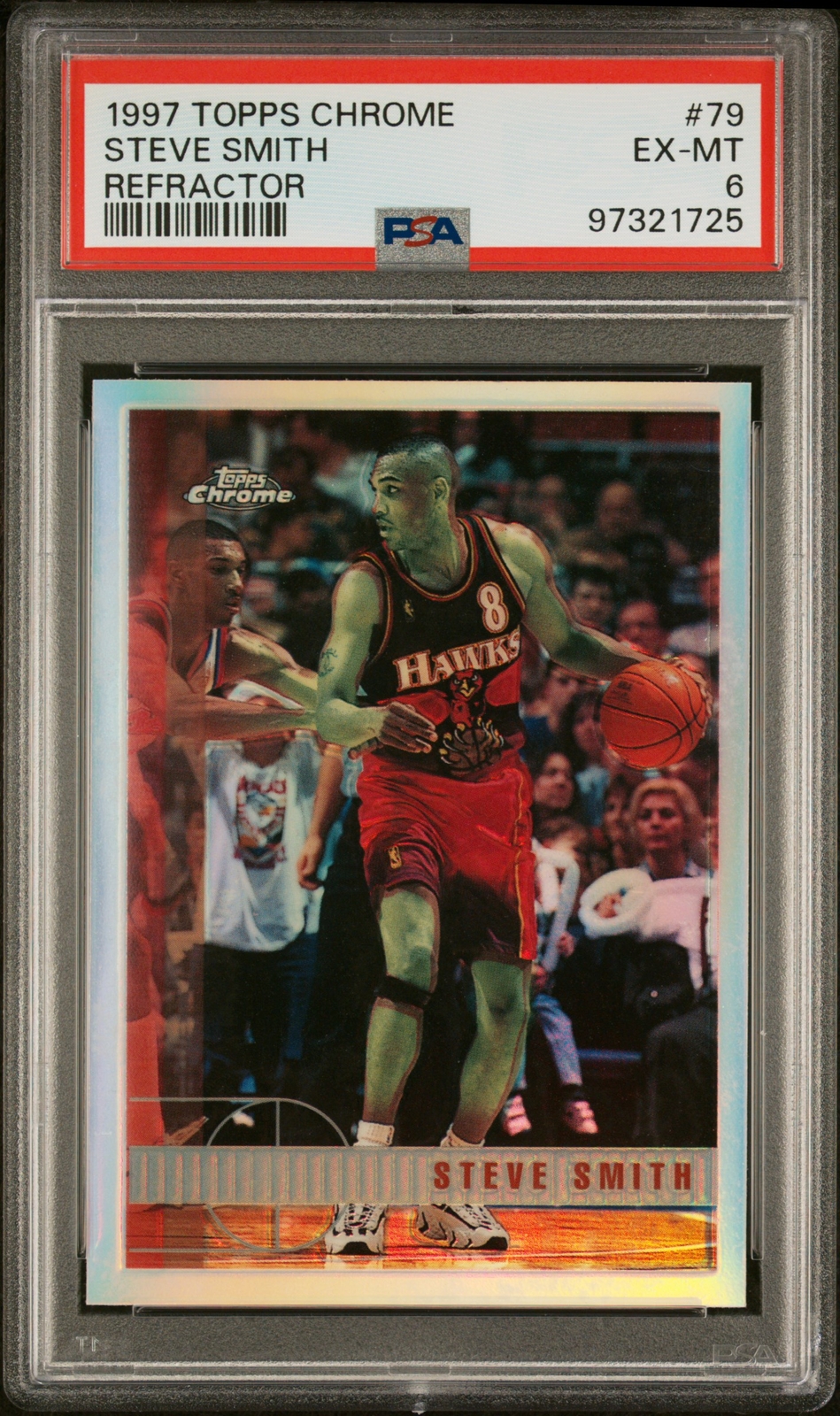 1997 TOPPS CHROME REFRACTOR #79 STEVE SMITH PSA 6