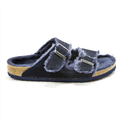 Birkenstock Arizona Shearling Navy Blue Fur Lined Slide Sandals - EU 42 - Picture 2 of 5