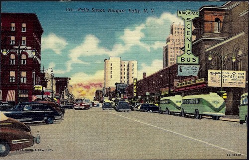 Niagara Falls NY Falls Street Scenic Bus Depot Sears Linen Curt Teich 1947 - Picture 2 of 4