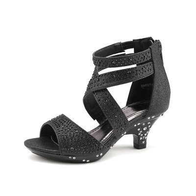 Girls Pumps Little Kids Low Heel 1.8 inch Heels Sandals Dress Dance Party Shoes