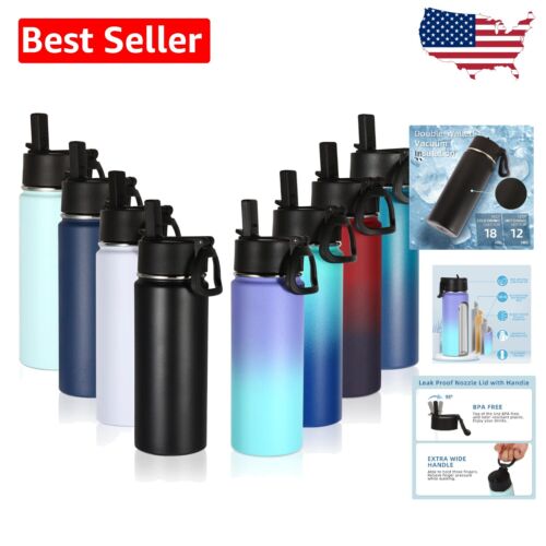 Reusable 18oz Double Wall Vacuum Water Bottle - 8 Color Variety for Kids