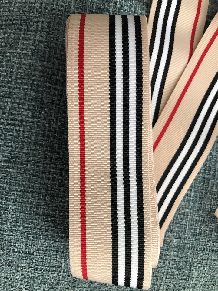 Tan Striped Ribbon 6 Yards 7/8 Inch Designer Style Red/Tan/Black/White Stripe Grosgrain ...