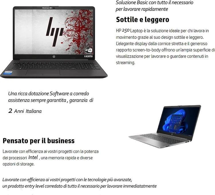 HP 250 G9 Intel N4500 Notebook Portatile, RAM 8 Gb DDR4, Ssd M2 128GB windows11 - Immagine 4 di 4