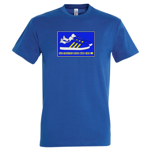 Gazelle Leeds United Football Elland Road Blue and Yellow Trainer T Shirt