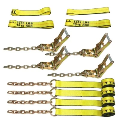 Sistema de correas de amarre de 8 puntos con cadenas para transporte antivuelco 14' BS10000 Foto 1 de 4