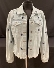 Jack’s Surfboards Womens Stars Cut Off Cropped Denim Jacket Size S