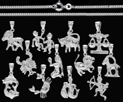 925 ECHT SILBER RHODINIERT *** Sternzeichen  Anhänger 20 mm  + Kette optional