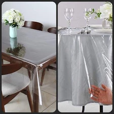 1 CLEAR / TRANSPARENT HEAVY DUTY PROTECTIVE PLASTIC TABLECLOTH COVER WATERPROOF