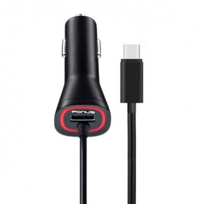 Type-C 3.4A Car Charger Power Adapter DC Socket Extra USB Port for Cell Phones