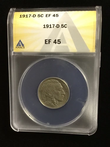 1917 D BUFFALO NICKEL ANACS EF 45