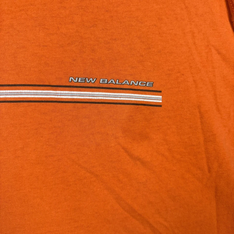 VTG 90s New Balance T-Shirt Men's 2XL Orange Solid Logo Long Sleeve Made In USA - Image 2 of 4