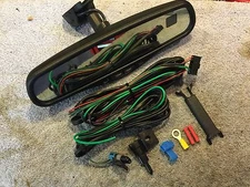 Gentex 177 Auto Dimming Mirror w/ Compass Temperature Wiring Sensor & Wire Cover