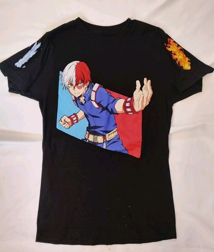 My Hero Academia Shoto Todoroki Fire & Ice Sleeves Accent T-Shirt Black XS