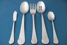 5pc Serving Tablespoon Fork Pierced Robert Welch AMMONITE SATIN 18/10 China NEW