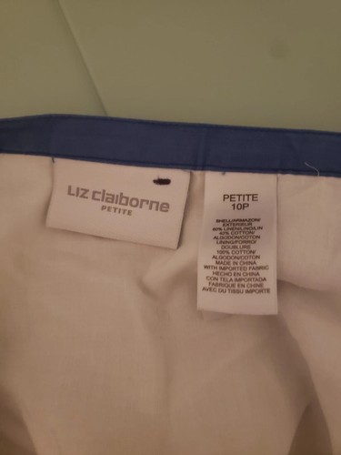 Liz Claiborne Vintage 10 Petite White Linen Skirt Beaded Hawaiian Floral Print - Picture 5 of 5