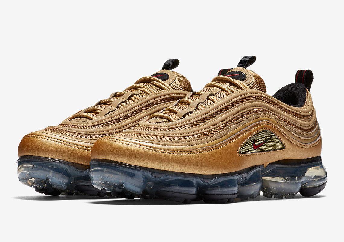 Nike Air Vapormax 97 size 8. Metallic Gold Varsity Red Black Nike Air Vapormax 97 size 8. Metallic Gold Varsity Red Black