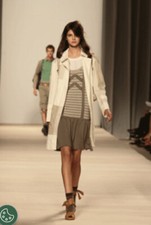 Marc By Marc Jacobs Knitted Striped Dress Y2K SS2007 Tan Grey Blue Size M