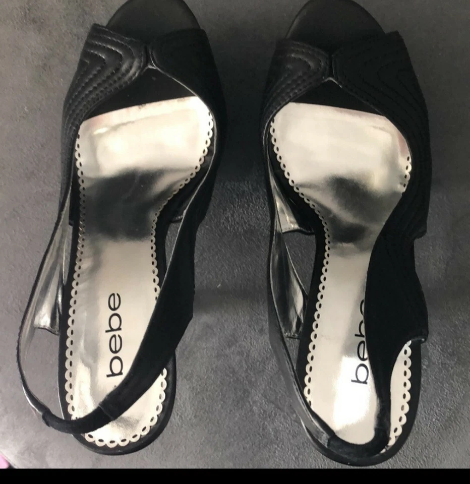 Zapatos de tacón BEBE para mujer Lea negros con plataforma talla 9 Foto 3 de 4