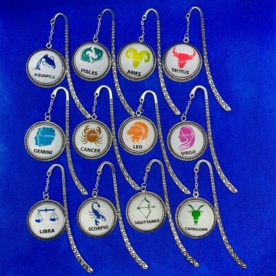Sternzeichen / Horoskop Cabochon Metall Charm Lesezeichen - Löwe Jungfrau Skorpion NEU